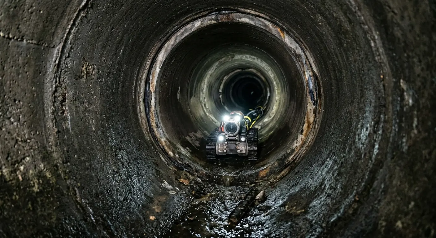 Robotic sewer camera inspecting pipe interior for Sewer Line Cleaning in Artondale